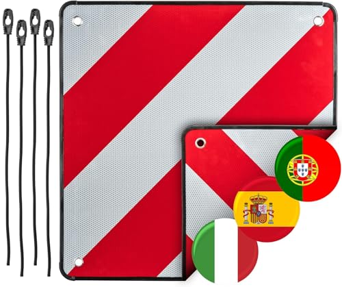 Warntafel 2in1 für Italien Spanien und Portugal Aluminium 50x50 cm weiß-rot...