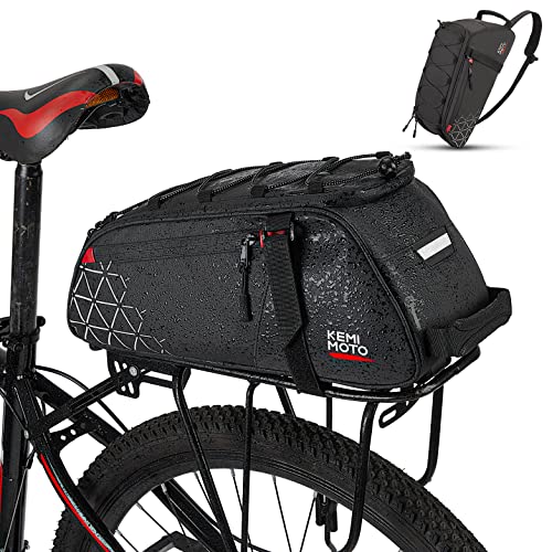 KEMIMOTO 2 IN 1 Gepäckträgertasche, 8L & Wasserdicht Fahrradtaschen für Gepäckträger,...