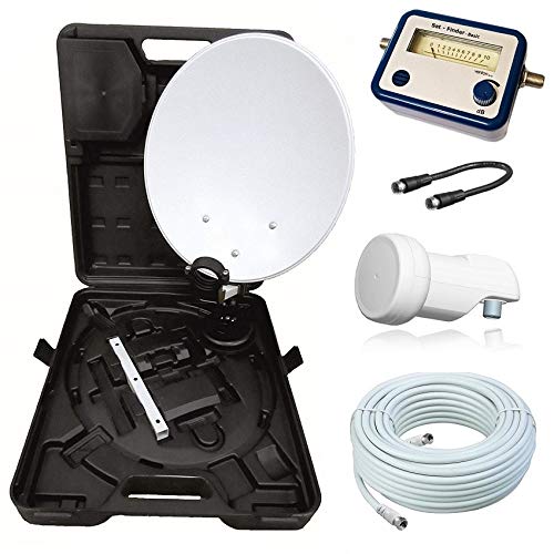 netshop 25 HD Camping Sat Anlage im Koffer 35cm Schüssel mit Opticum Single LNB 0,1dB und...