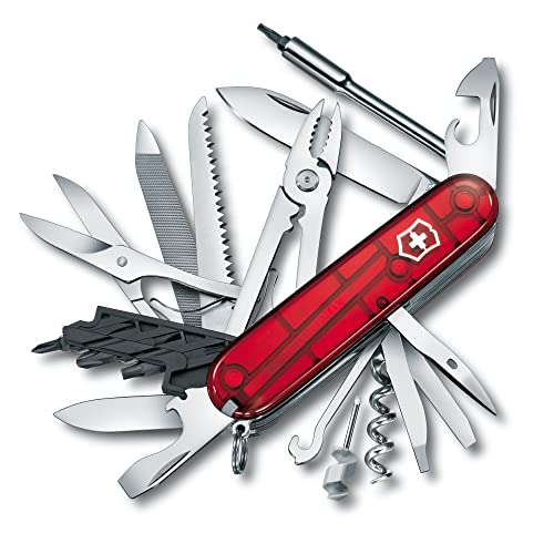 Victorinox, Taschenmesser, Cyber Tool L, 91 mm, rot transparent (39 Funktionen, Klinge,...