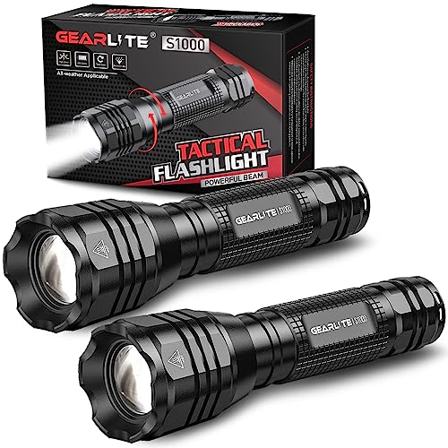 GEARLITE LED Taschenlampe Extrem Hell 2 Stück, Aluminium 4000 Lumen LED Taschenlampe...