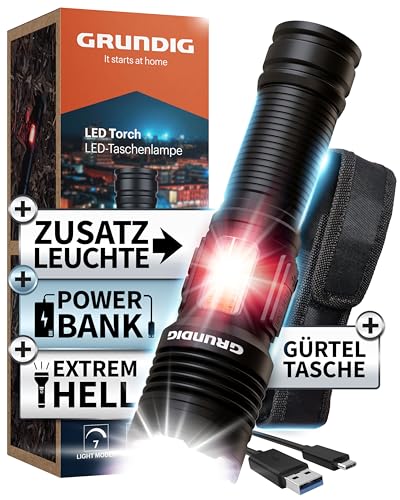 GRUNDIG Taschenlampe LED aufladbar - Extrem hell - Ion Technologie - Ausfallsicher mit...