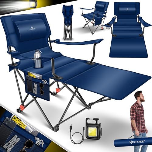 KESSER® Campingliege Campingstuhl 2in1 bis 160kg | Feldbett klappbar | Campingbett...