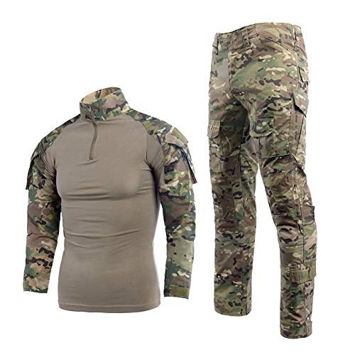 Airsoft Tarnanzug Herren Paintball Combat Shirt Taktische Hose Langärmlige mit 1/4...