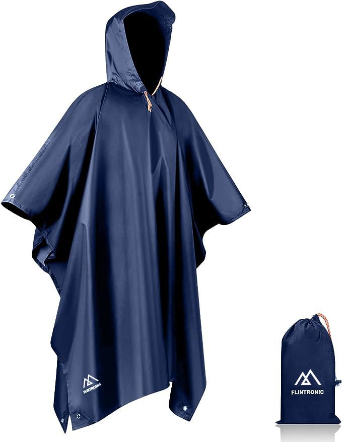 flintronic Wasserdichter Regenponcho, Unisex, Leichter regenschutz Regencape, 3 in 1...