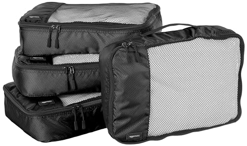 Amazon Basics Packwürfel Set für Koffer, Reise Organizer, Reißverschluss, 4 Teilig,...