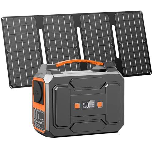 Powkey Powerstation mit Solarpanel 99Wh/27000mAh Tragbare Powerstation mit 40W Faltbare...