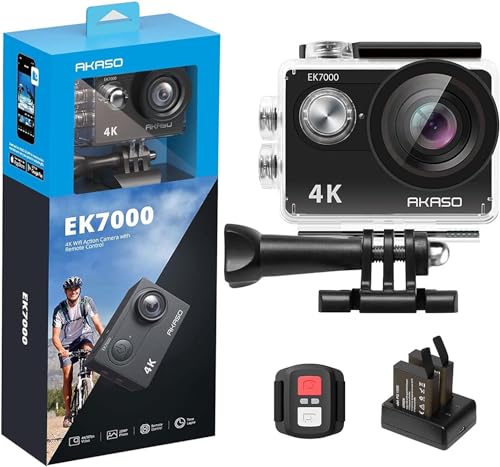 AKASO Action Cam,4K30FPS 20MP WiFi Unterwasserkamera 170°Ultra Weitwinkel Full HD Action...