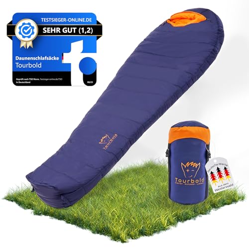 Tourbold Daunenschlafsack Outdoor | 3 Jahreszeiten | Ultraleicht (1250 g) | Kleines...