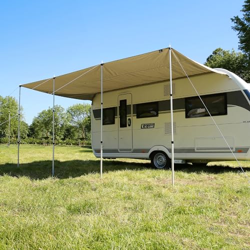 your GEAR Caravan Cotton Tarp TC 500 x 240 - Wohnwagen Sonnendach inkl. Aufstellstangen,...