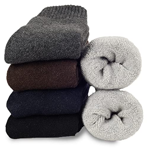 Josnown Socken Herren, 5 Paar Thermosocken WinterSocken mit Dicke Frotteesohle, Anti...