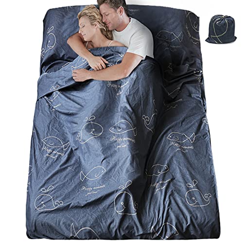 SUEH DESIGN Schlafsackeinlage, Doppelter Schlafsack aus Poly-Baumwolle mit Kissenschlitz...