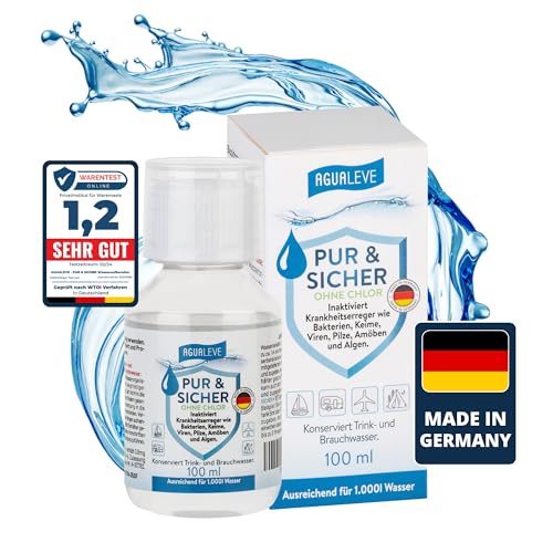 100ml PUR & SICHER *ohne* Chlor Wasseraufbereiter Trinkwasser – Inaktiviert Keime,...