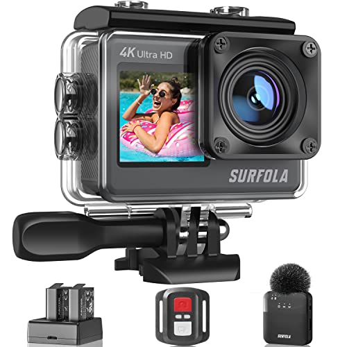 Surfola Action Cam 4K 60FPS - 24MP Unterwasserkamera, WiFi, 40M wasserdichte Kamera, 170°...