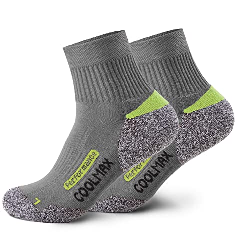 Piarini 2 Paar Coolmax Wandersocken Trekkingsocken Funktionssocken kurz - grau 39-42