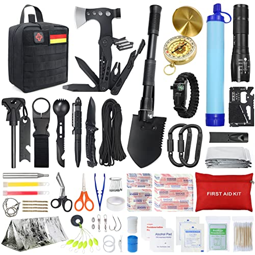 Außen Notfall Survival Kit mit Erste Hilfe Set, WayinTop 180PCS Survival Ausrüstung mit...