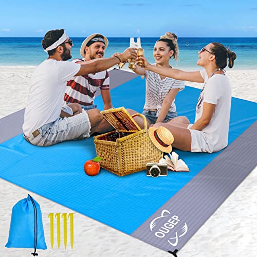 OUGEP Stranddecke Sandfrei, Picknickdecke Wasserdicht Überdimensioniert 230 x 200 cm...