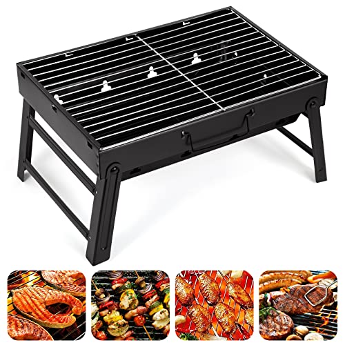 AGM Holzkohlegrill Picknickgrill Edelstahl Kleiner Grill Portable Campinggrill Abnehmbare...