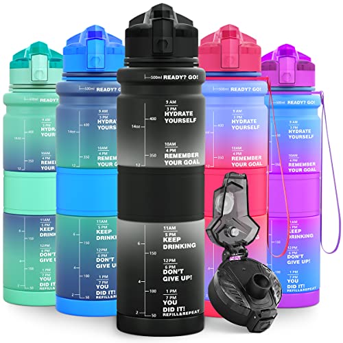 Lunidry Trinkflasche - Tritan BPA Frei Wasserflasche Kinder, 1L/500ml Kohlensäure...