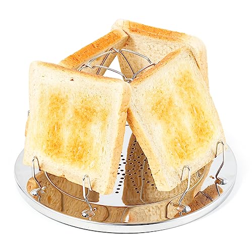 4 Camping Toaster Für Koche,Camping Toaster für Gaskocher,Edelstahl-Faltbarer...