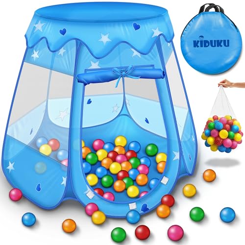 KIDUKU® Kinderspielzelt + 100 Bälle + Tasche Spielhaus Bällebad Schloss für drinnen...