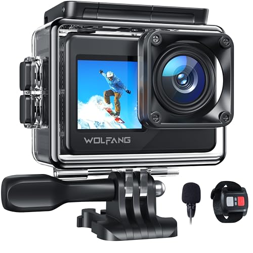 WOLFANG GA120 Action Cam 4K 20MP WiFi Kamera, Unterwasserkamera 40M Wasserdicht Kamera,...