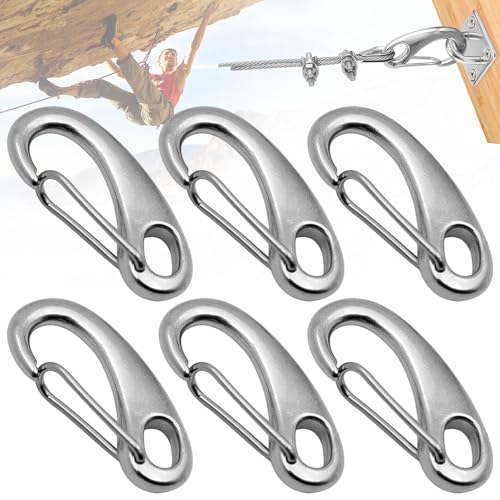 Srup 6 Stück Edelstahl Klettern Clips, Edelstahl Schnapp-Karabiner, 304 Edelstahl...