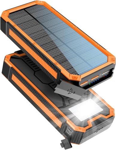 Solar Powerbank 20000 mAh, PD20W Wasserdichtes Solar Ladegerät USB C Externer Akku...