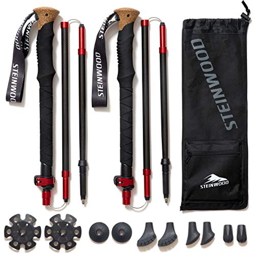 Steinwood Premium Carbon Wanderstöcke - Trekkingstöcke - extra leicht, verstellbar mit...