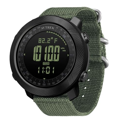 AVTREK Digitale Militär Uhr für Herren Sportuhr mit Kompass Temperatur Schrittzähler...