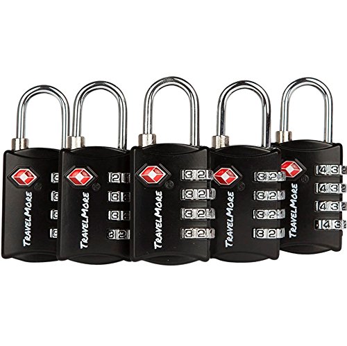 5er-Pack TSA-Gepäckschlösser mit 4-stelliger Zahlenkombination – Hochleistungs-Set –...
