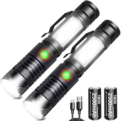 REHKITTZ LED Taschenlampe Extrem Hell 2000 Lumen,(mit 2500mAh Akku) Wiederaufladbare...