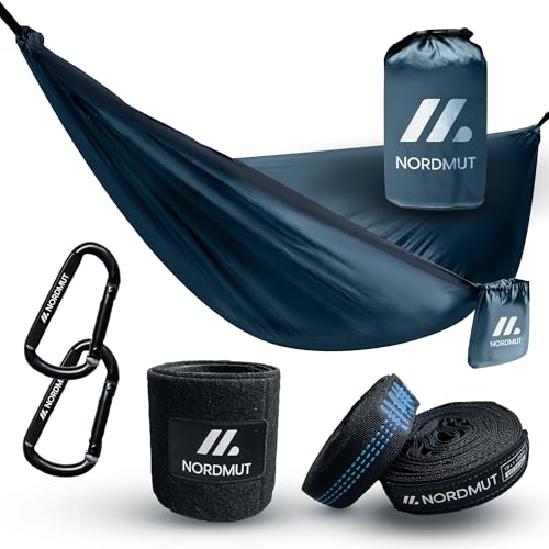 NORDMUT® Ultraleichte Hängematte Outdoor [mit Befestigungs-Set] Camping Hängematte...