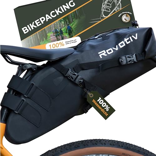Rovativ® - Bikepacking Satteltasche [10 Liter] 100% Wasserdicht - super Fester Halt -...