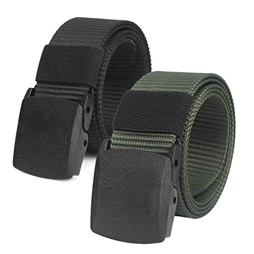 2er Unisex Gürtel Nylon Canvas Belt für Damen und Herren, Stufenlos Verstellbarer...