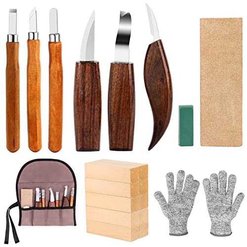 20 Teiliges Schnitzmesser Set Holz Schnitzwerkzeug für Holz Schnitzset Wood Carving Knife...