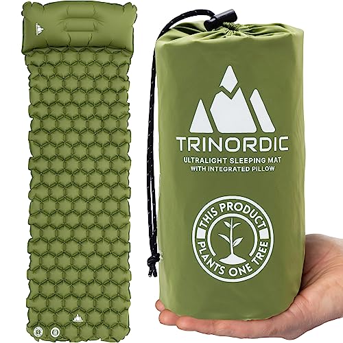 Trinordic 550g Ultraleichte Aufblasbare Isomatte - Mit Aufblasbarem Kissen - Camping...