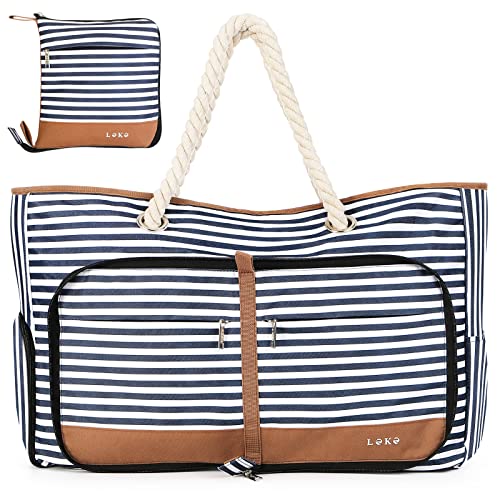 Lekespring Strandtasche Damen Groß mit Reißverschluss, Vielseitiger Damen Shopper...