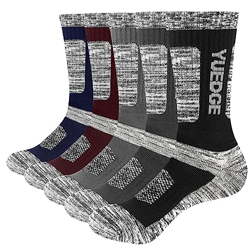 YUEDGE 5 paar Sportsocken für Herren Atmungsaktiv Wandersocken Trekkingsocken...