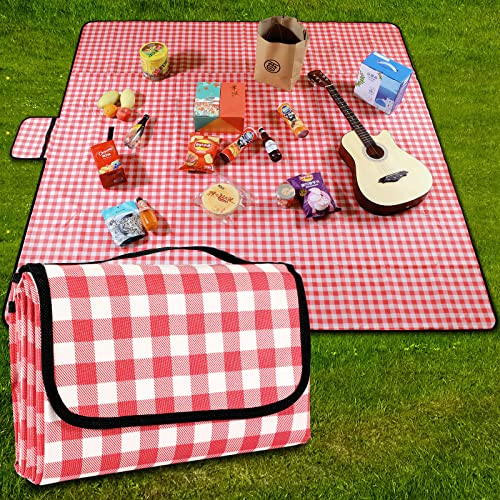 GUSUWU Picknickdecke 200 cm x 200 cm, wasserdicht, Stranddecke, Picknick-Matte, waschbar,...