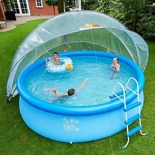 SunnyTent® Poolzelt - ø 440/540 / 590/640 cm - Poolkuppel Rund - Warmes & sauberes...